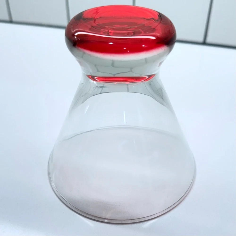 Crate & Barrel Dizzy Martini Glass Red Base Liquor Cocktail 8 oz